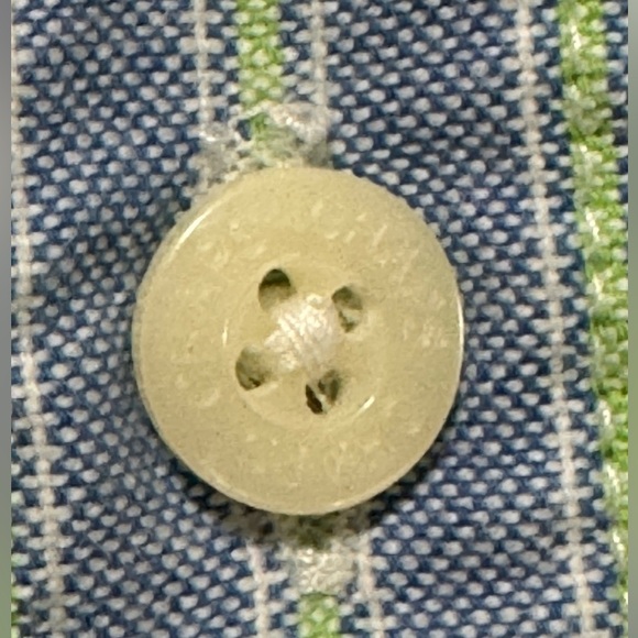 Chaps Men’s XXL Basic Blue/Green Striped Long Sleeve Cotton Button Downn Shirt - Picture 5 of 10